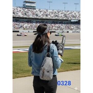 Black And White Checkered Sling Bag NWT - 0328